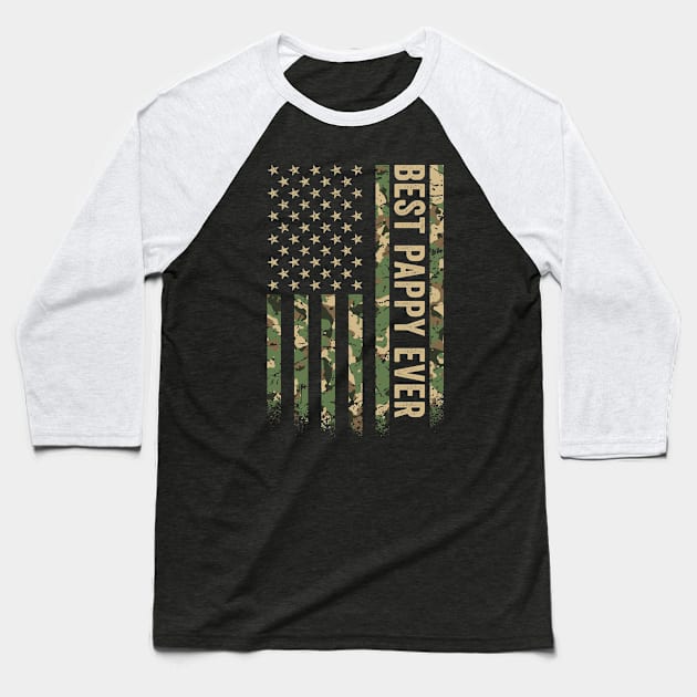 Best Pappy Ever American Flag Camo Green Veteran Baseball T-Shirt by Eyes4